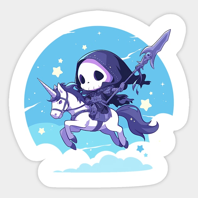 reaper on unicorn Sticker by Stephanie Francoeur Art